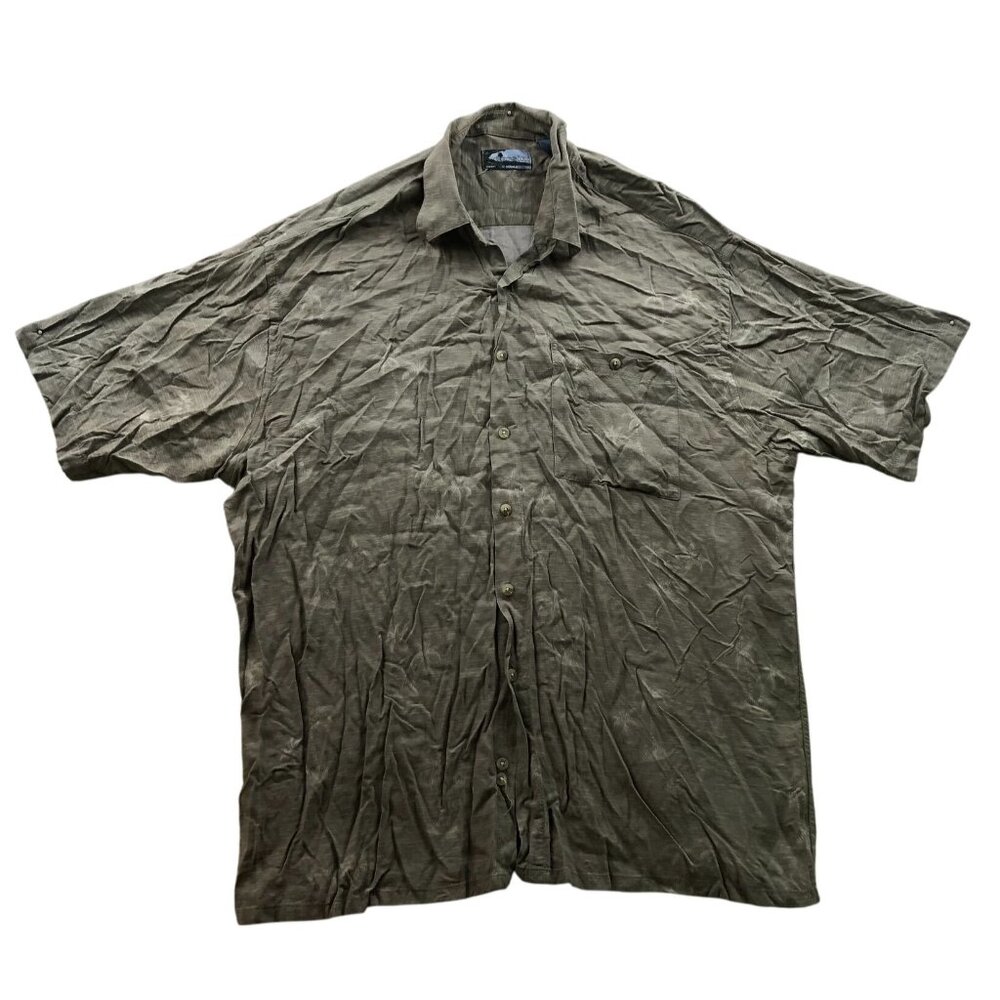 Corsini Mens Hawaiian Shirt Sz XL Short Sleeve Button Up Palm Print Beach Casual